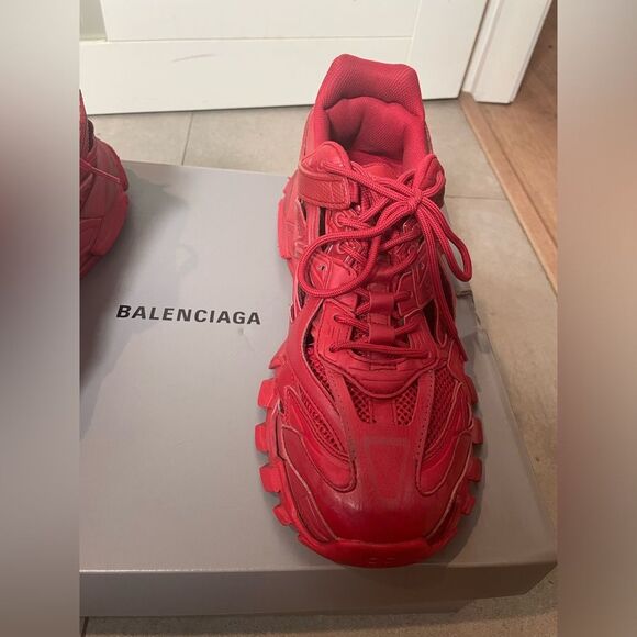 Red Balenciaga Triple S Runners - Size 13 - Lowtops Red Y2K Sneakers - Gorpcore - Picture 4 of 6